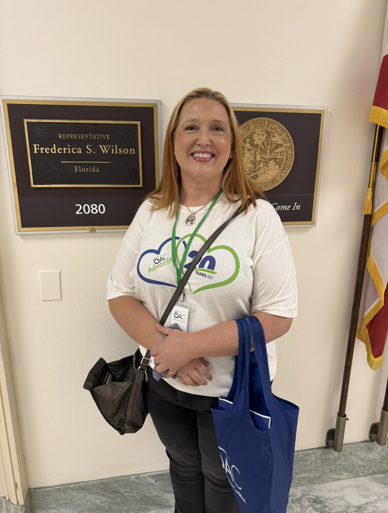 Kim Carlos on Capitol Hill outside Rep. Frederica Wilson's office during an Obesity Action Coalition advocacy day